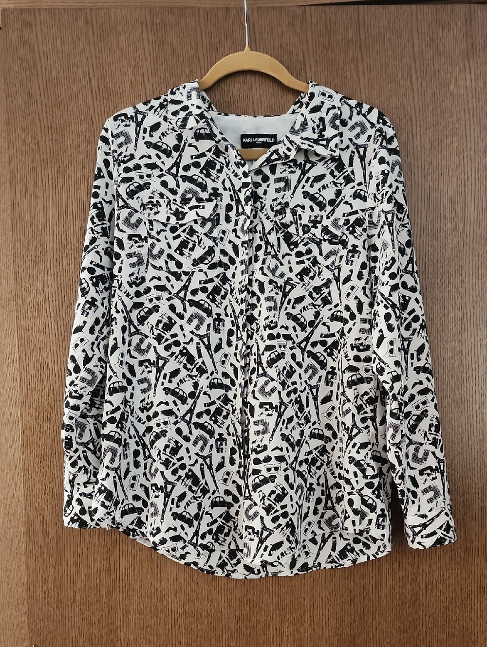 Karl Lagerfeld Black and White Abstract Print Shirt